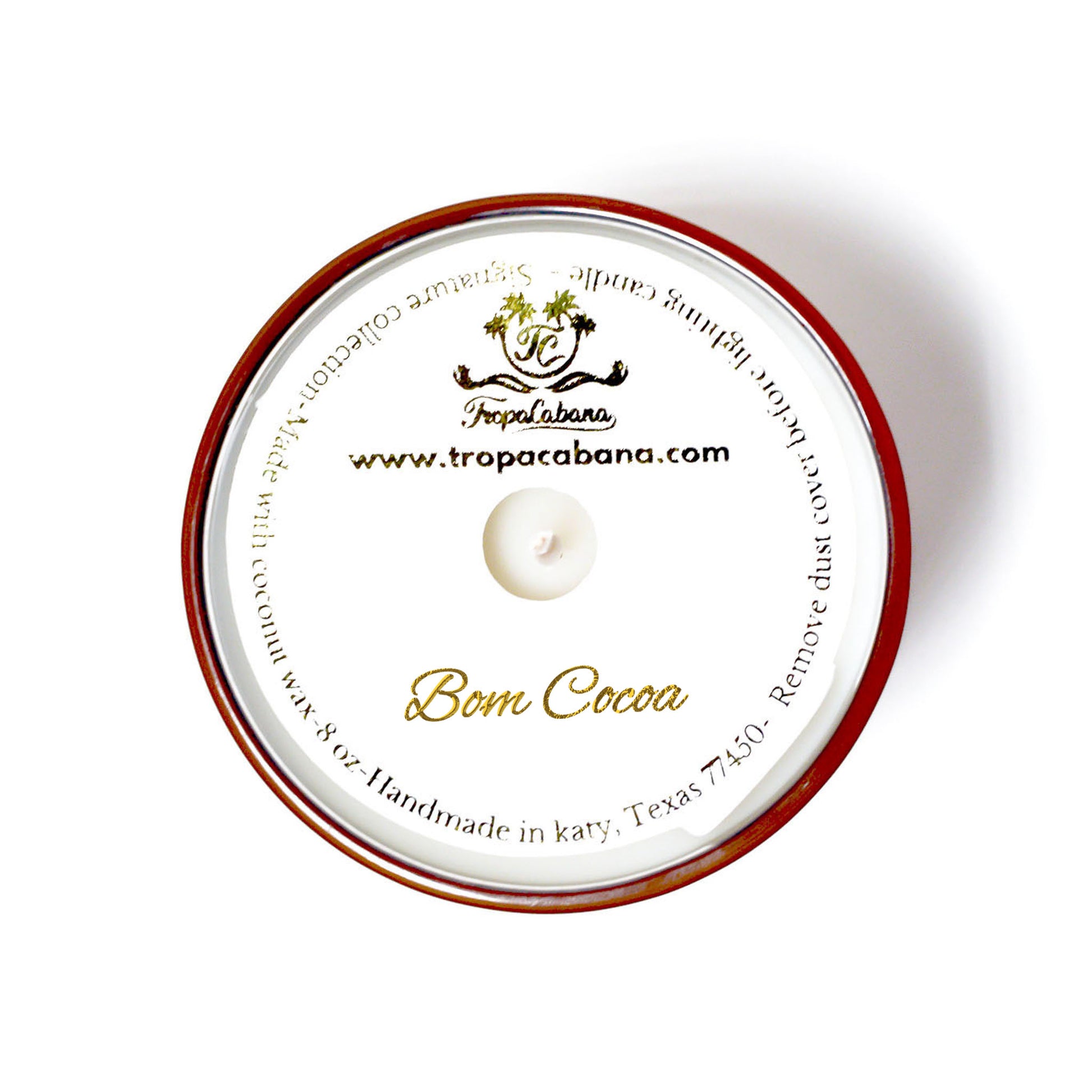 8 oz Bom Cocoa Candles, Signature Collection, Sweet Fragrance, Chocolate Fragrance, Unisex, Gifts for Him, Gifts for her, Gifts for travelers, Special Occasion Gift, Luxury Candle, Vegan Candle, Coconut Wax Candle, Scented Candle, Aromatherapy, Cacao, cinnamon and sweet caramel, TropaCabana, Gold Glass Jar Candle, Made in the US, Vet Owned Business, Woman Owned Business, Brazilian Owned Business, Small Business, Support Local, Support Small, Handmade, Handpoured Candles.