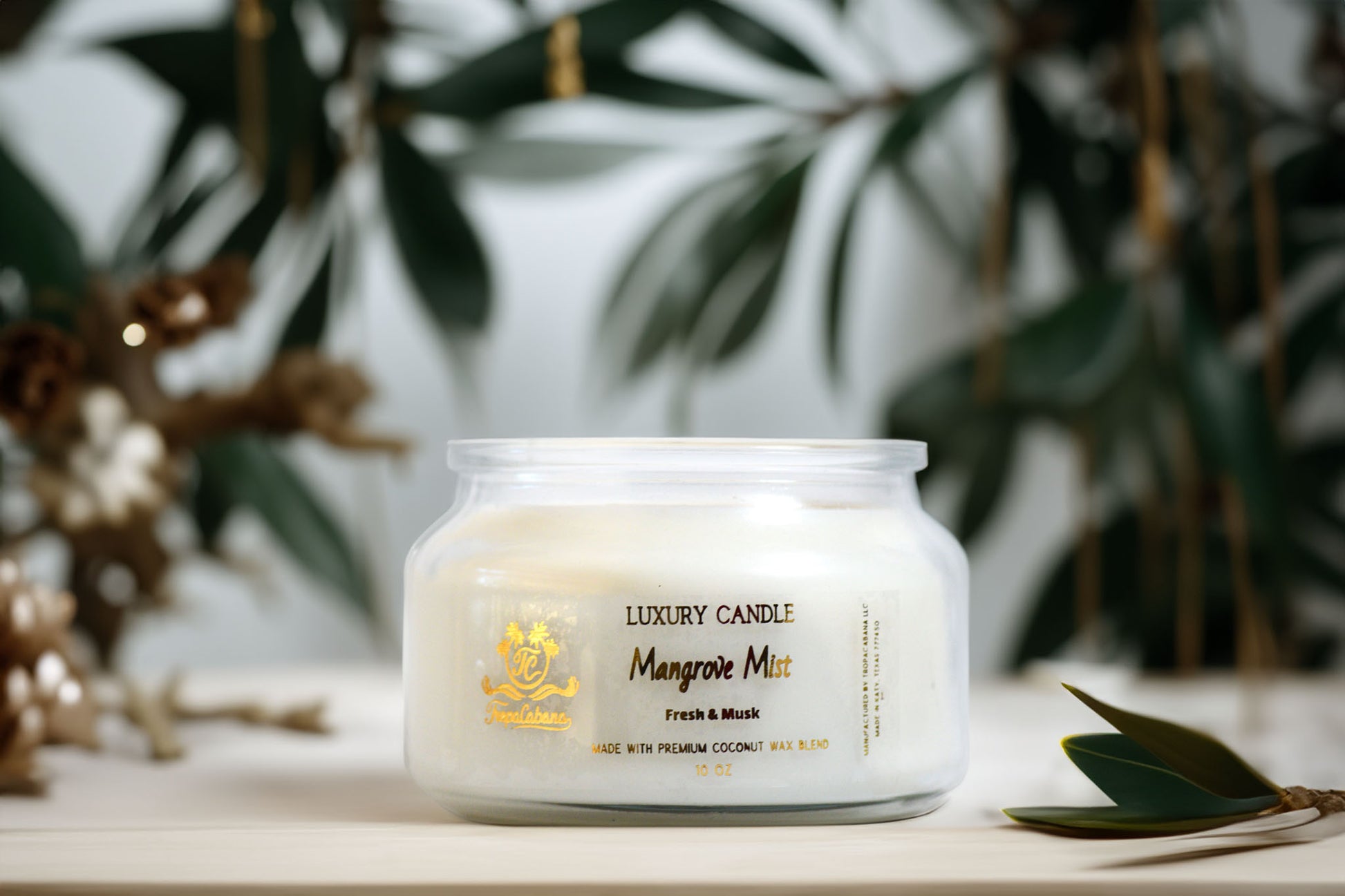 TropaCabana, 10 oz Mangrove Mist Candle, Luxury Candle, Coconut Wax Candle, Vegan Candle, Fragrance fresh and musky, Candles for Men, Gifts for Him.