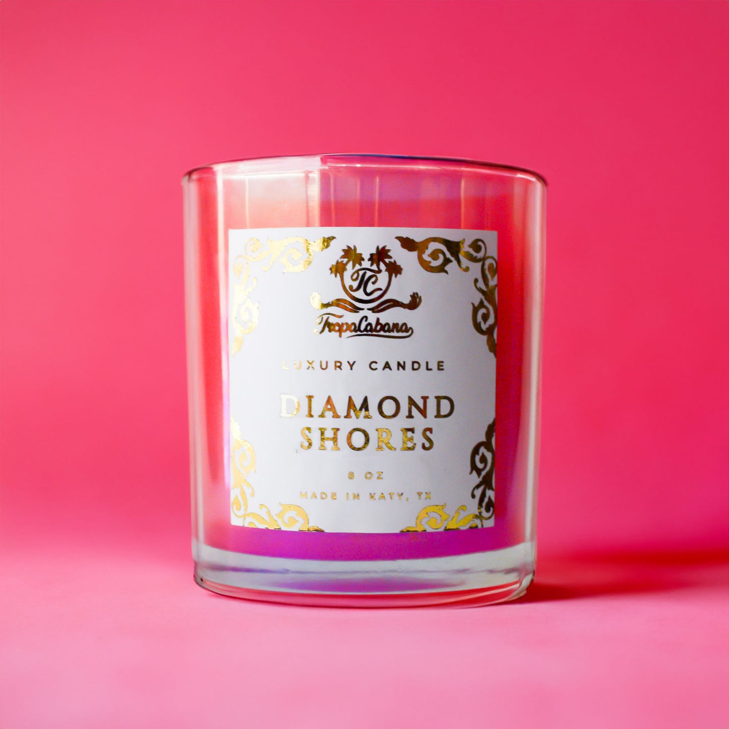 Diamond Shores Pink Iridescent Candle