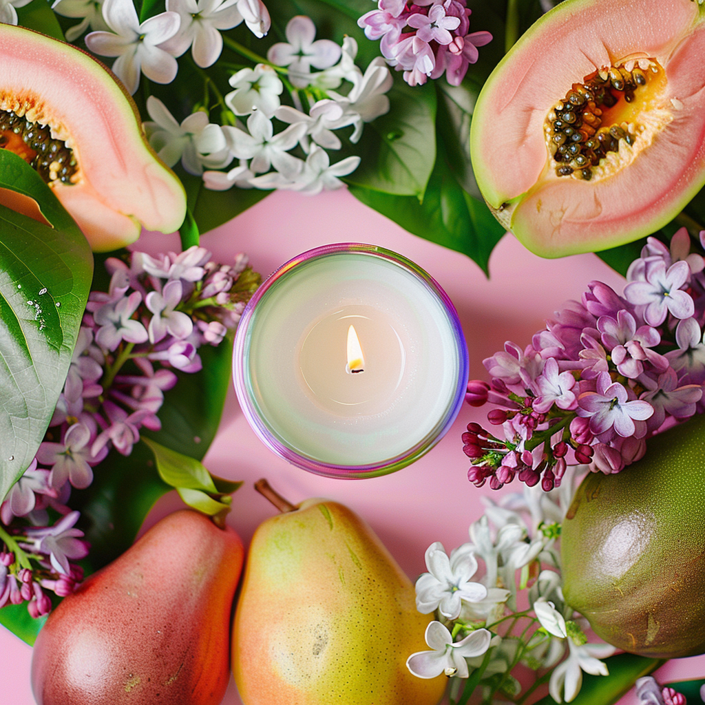 Tropical Berry Bouquet Pink Iridescent Candle
